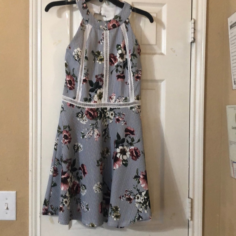 High neck floral dress
